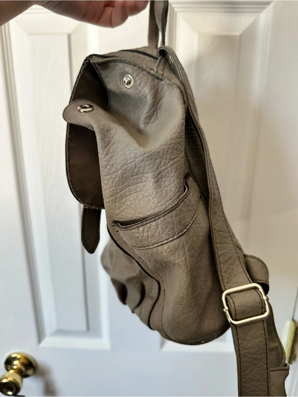 Rosetti Grey Medium Backpack with Turn Lock Front Closure and Adjustable Straps